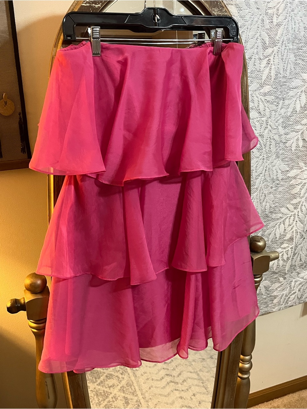 Abercrombie & Fitch Bright Pink Tiered Strapless Dress